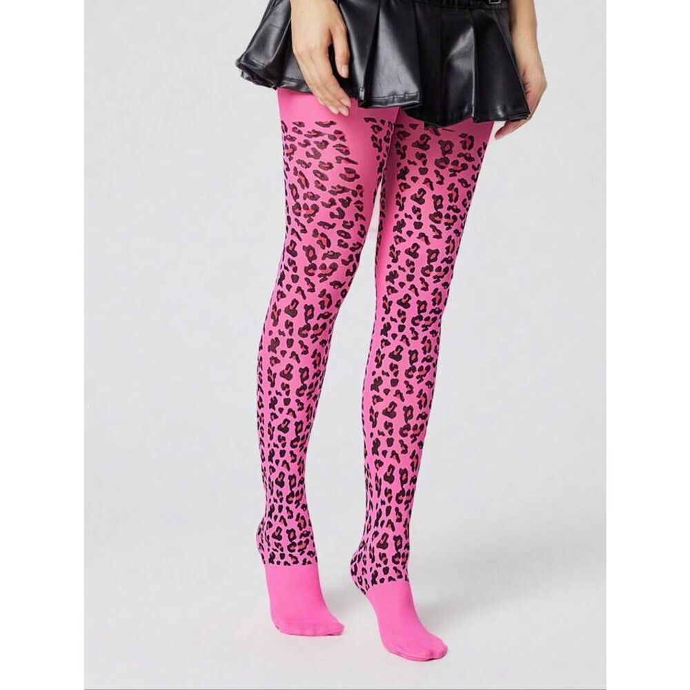 Pink Cheetah Patterned Tights - Picture 4 of 5